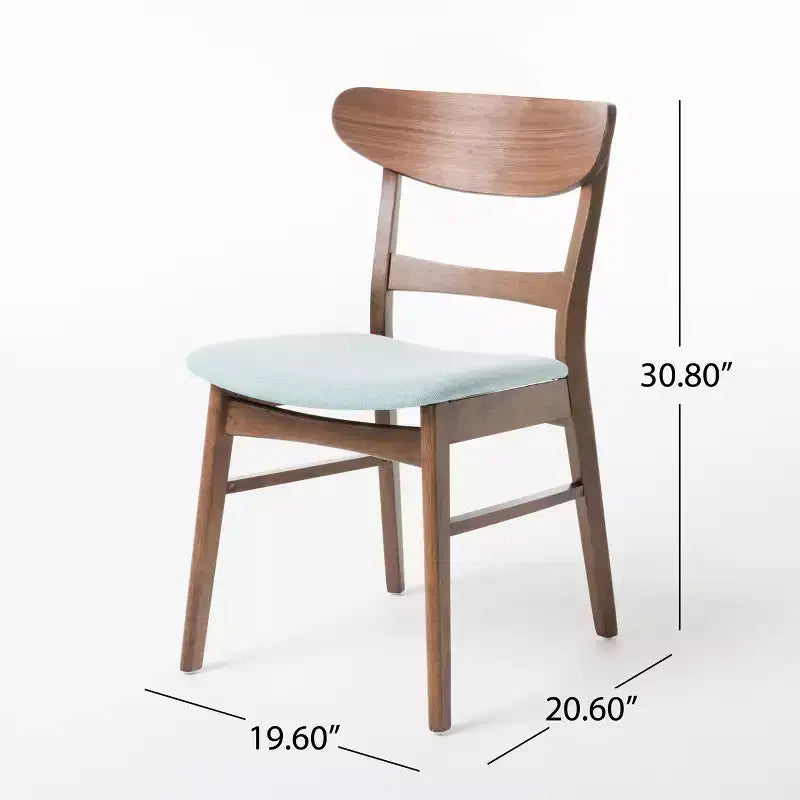 Small Space Dining Set for 4, 5 Pieces Rectangular Solid Wood Table Set with 4 Upholstered Chairs for Kitchen, Mint,Walnut