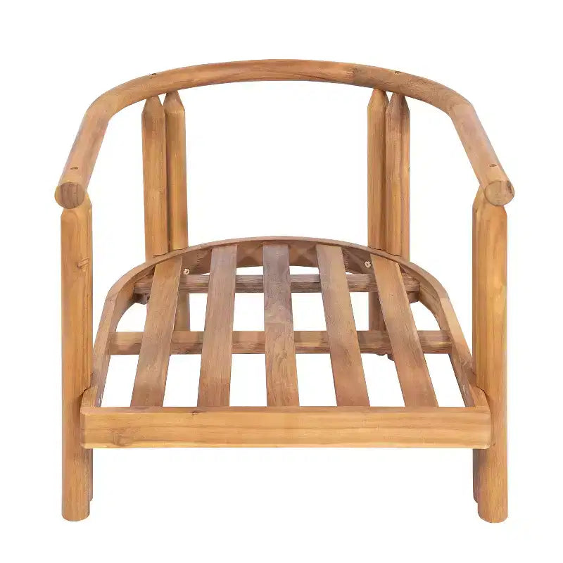 ModernLuxe 3-delige loungeset voor buiten, weerbestendige tuinmeubelset met zachte kussens en clubfauteuils, beige/teakhout