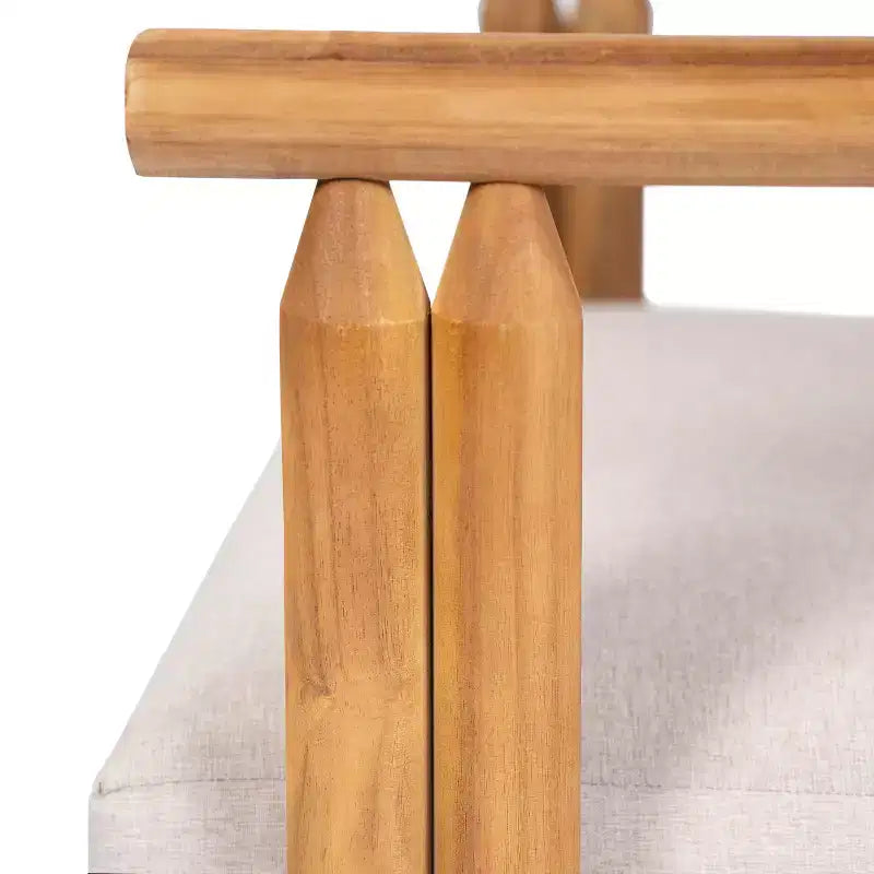 ModernLuxe 3-delige loungeset voor buiten, weerbestendige tuinmeubelset met zachte kussens en clubfauteuils, beige/teakhout