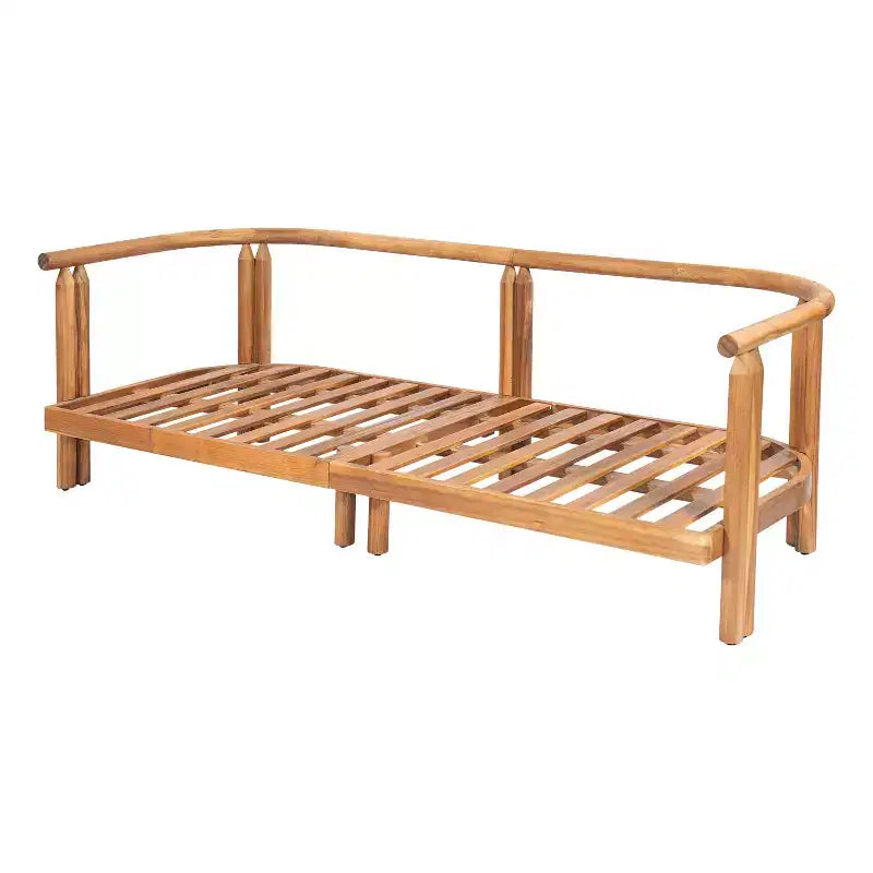 ModernLuxe 3-delige loungeset voor buiten, weerbestendige tuinmeubelset met zachte kussens en clubfauteuils, beige/teakhout