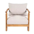 ModernLuxe 3-delige loungeset voor buiten, weerbestendige tuinmeubelset met zachte kussens en clubfauteuils, beige/teakhout