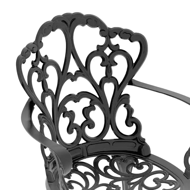 Set of 2 Cast Aluminum Patio Dining Chairs, Black Rust Resistant Frame with Water Resistant Cushions