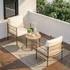 LAUSAINT HOME All-Weather Wicker Patio Conversation Set with Thick Cushions