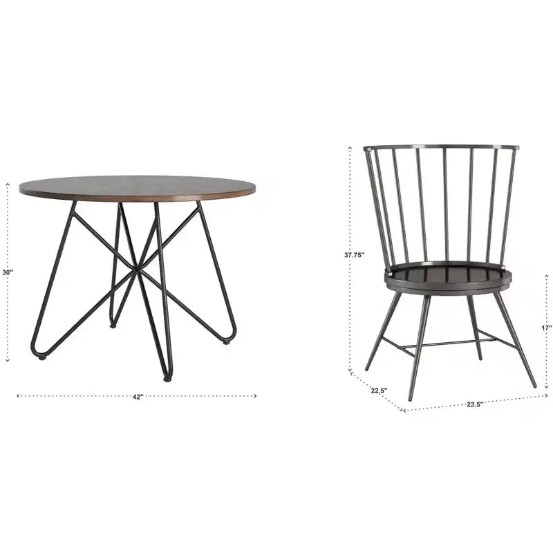 Norfolk ronde eettafelset van 5 delen met walnootafwerking – INSPIRE Q