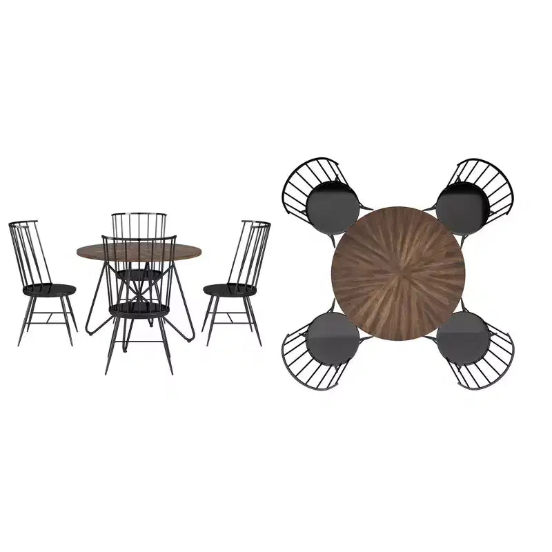 Norfolk ronde eettafelset van 5 delen met walnootafwerking – INSPIRE Q