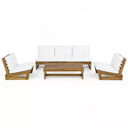 Christopher Knight Home Iman Modern 4 Piece Patio Acacia Seating Set with Cushion and Slatted Coffee Table