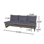 Christopher Knight Home Iman Modern 4 Piece Patio Acacia Seating Set with Cushion and Slatted Coffee Table