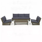 Christopher Knight Home Iman Modern 4 Piece Patio Acacia Seating Set with Cushion and Slatted Coffee Table