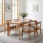Christopher Knight Home Everett Mid-Century Modern 5-Piece Wood Dining Set with 4 Upholstered Armchairs