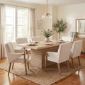 Christopher Knight Home Lindiwe Modern 7 Piece Rubberwood Linen Upholstered Dining Set with Rectangular Table