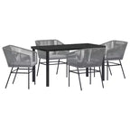 vidaXL Garden Dining Set with Cushion 5 pcs Grey Powder-Coated Steel