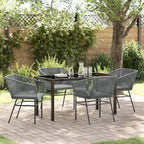 vidaXL Garden Dining Set with Cushion 5 pcs Grey Powder-Coated Steel