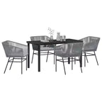 vidaXL Garden Dining Set with Cushion 5 pcs Grey Powder-Coated Steel