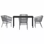 vidaXL Garden Dining Set with Cushion 5 pcs Grey Powder-Coated Steel