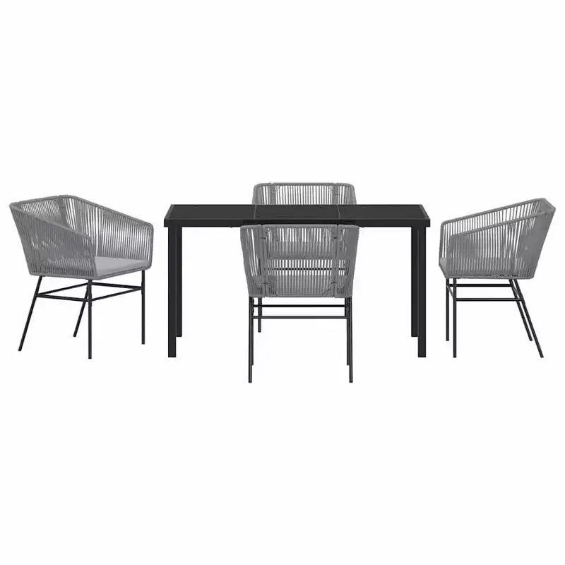 vidaXL Garden Dining Set with Cushion 5 pcs Grey Powder-Coated Steel