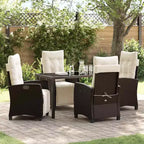 vidaXL Garden Dining Set with Cushion 5 pcs Brown Poly Rattan