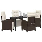 vidaXL Garden Dining Set with Cushion 5 pcs Brown Poly Rattan
