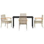 vidaXL Garden Dining Set with Cushion 5 pcs Beige and Black Rattan