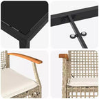vidaXL Garden Dining Set with Cushion 5 pcs Beige and Black Rattan