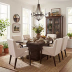 Christopher Knight Home Selena 7 Piece Mid-Century Modern Upholstered Dining Chairs with Rectangle Table