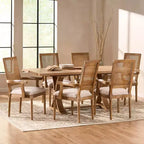 7pc Maria French Country Wood and Cane Expandable Dining Set Natural/Beige - Christopher Knight Home