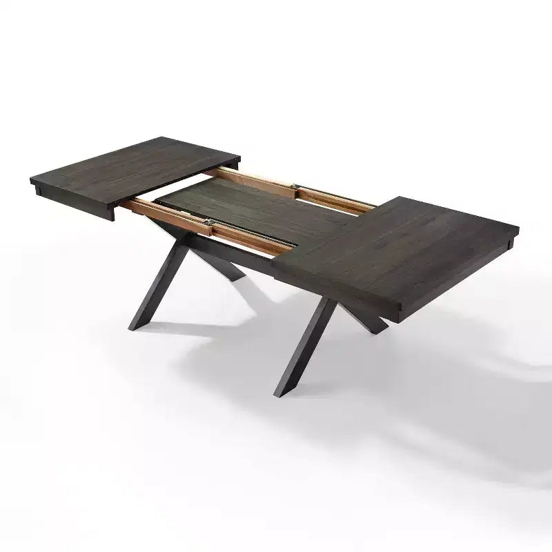 Hayden 6-delige uitschuifbare eetkamerset met bank en 4 stoelen met spijlenrugleuning, leigrijs - Crosley