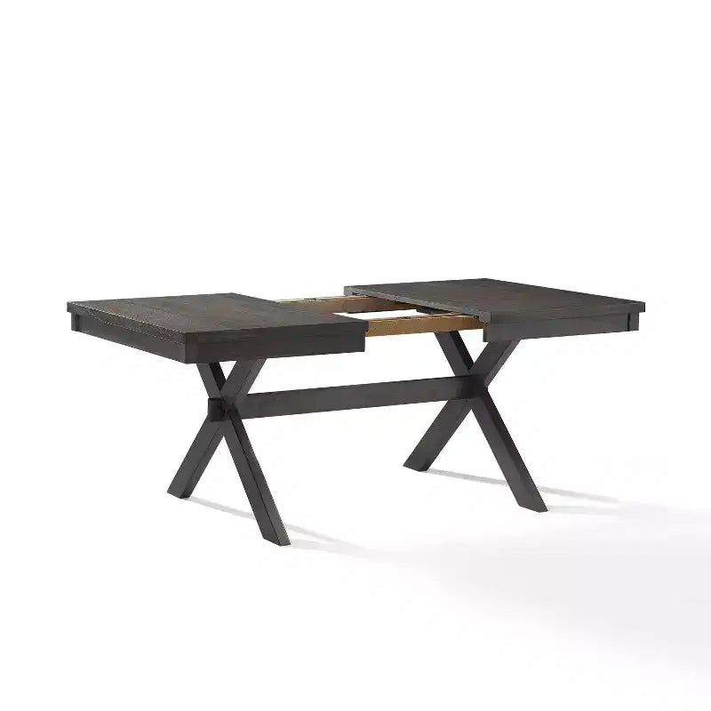 Hayden 6-delige uitschuifbare eetkamerset met bank en 4 stoelen met spijlenrugleuning, leigrijs - Crosley
