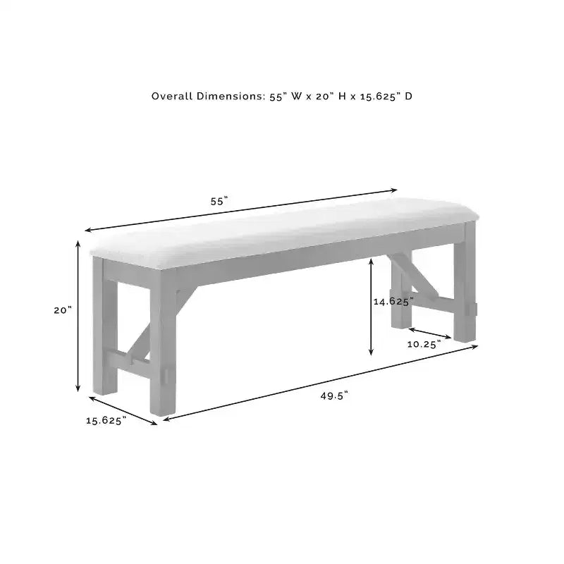 Hayden 6-delige uitschuifbare eetkamerset met bank en 4 stoelen met spijlenrugleuning, leigrijs - Crosley