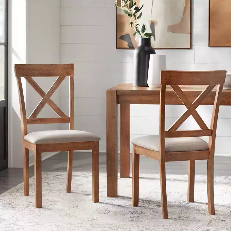 Buylateral Fairmont 7-delige rechthoekige eethoek in moderne boerderijstijl, drijfhout/beige