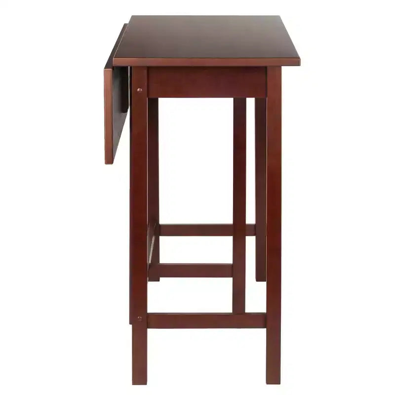 Winsome 3pc Lynnwood Set Drop Leaf Counter Height Dining Sets with Counter Stools Wood/Walnut: Mid-Century Modern, 4-Seat Pub Table Set