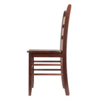 5pc Alamo Drop Leaf Dining Set with Ladder Back Chairs Wood/Walnut- Winsome: Round Table, 4-Point Leg Base