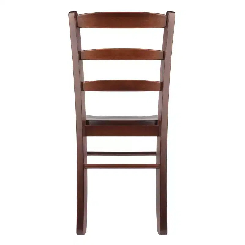 5pc Alamo Drop Leaf Dining Set with Ladder Back Chairs Wood/Walnut- Winsome: Round Table, 4-Point Leg Base
