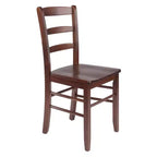 5pc Alamo Drop Leaf Dining Set with Ladder Back Chairs Wood/Walnut- Winsome: Round Table, 4-Point Leg Base