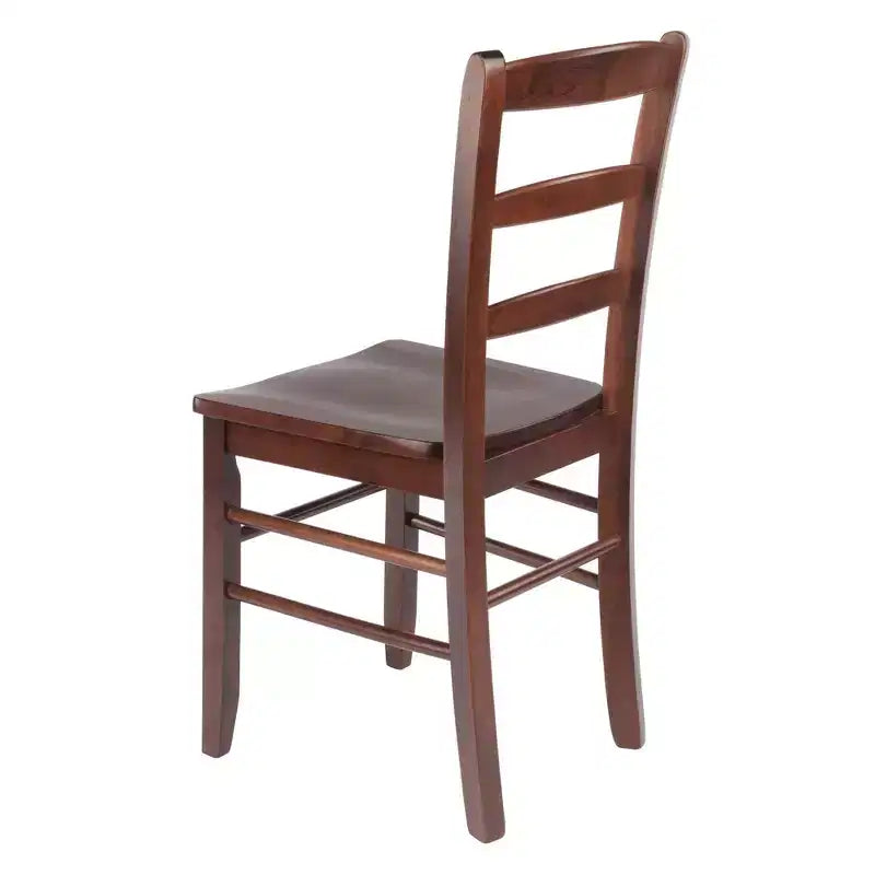 5pc Alamo Drop Leaf Dining Set with Ladder Back Chairs Wood/Walnut- Winsome: Round Table, 4-Point Leg Base