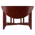 5pc Alamo Drop Leaf Dining Set with Ladder Back Chairs Wood/Walnut- Winsome: Round Table, 4-Point Leg Base