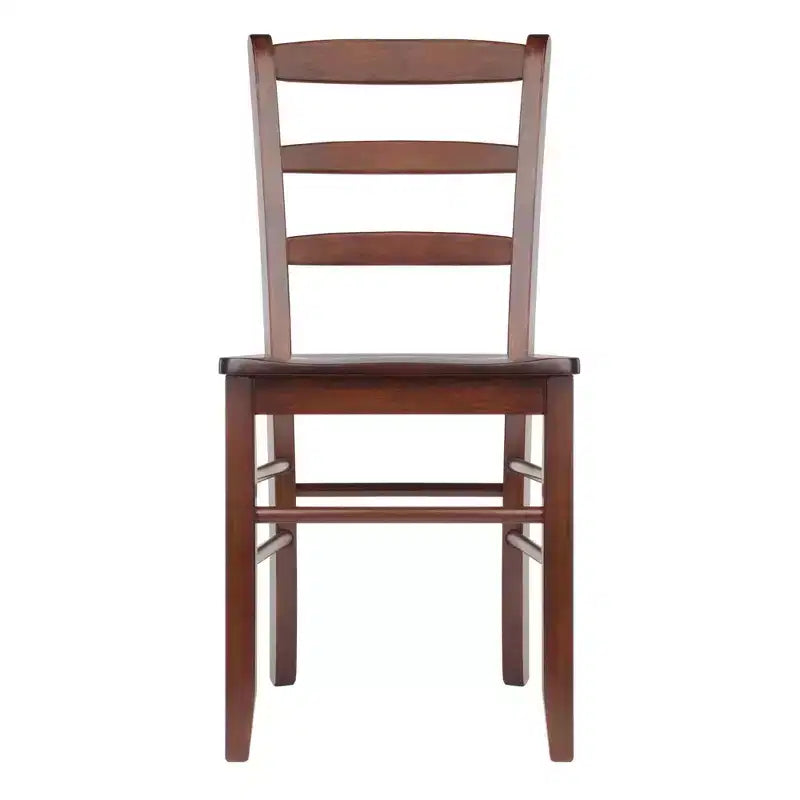 5pc Alamo Drop Leaf Dining Set with Ladder Back Chairs Wood/Walnut- Winsome: Round Table, 4-Point Leg Base