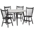 Lifestorey Bertona 5pc Faux 46" Marble Round Dining Set Black/Beige