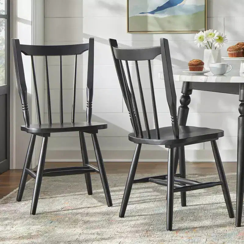 Lifestorey Bertona 5pc Faux 46" Marble Round Dining Set Black/Beige