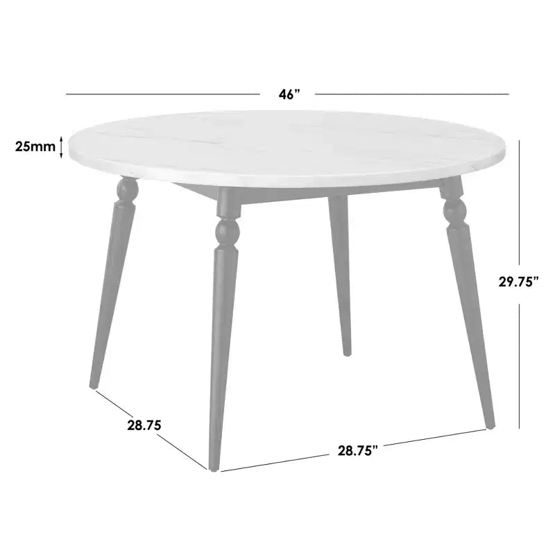 Lifestorey Bertona 5pc Faux 46" Marble Round Dining Set Black/Beige