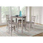 30"x30" Counter Height Dining Set with 4 Emily Stools Washed Gray/Taupe - International Concepts