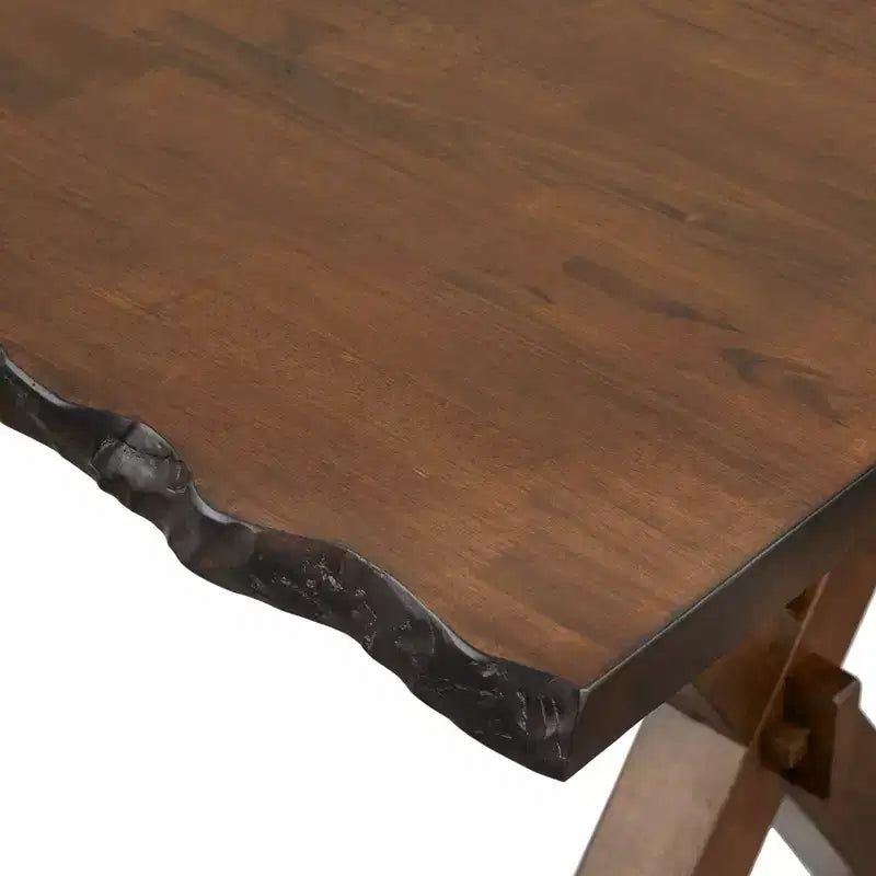Buylateral 3-delige Mandeville-eetkamerset van massief hout met natuurlijke rand, bruin