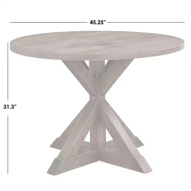 Buylateral 5pc Crenshaw Round Dining Set with Linen Cushion Chairs Driftwood : Solid Rubberwood, Linen Cushion Chairs