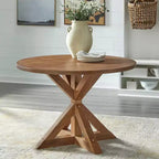 Buylateral 5pc Crenshaw Round Dining Set with Linen Cushion Chairs Driftwood : Solid Rubberwood, Linen Cushion Chairs