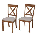 Buylateral 5pc Crenshaw Round Dining Set with Linen Cushion Chairs Driftwood : Solid Rubberwood, Linen Cushion Chairs