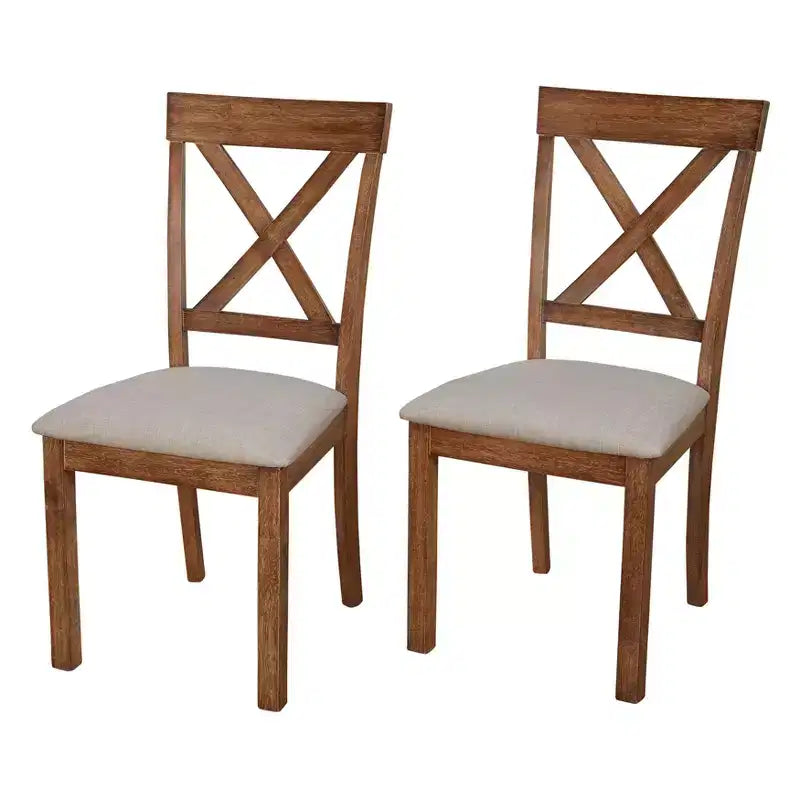 Buylateral 5pc Crenshaw Round Dining Set with Linen Cushion Chairs Driftwood : Solid Rubberwood, Linen Cushion Chairs