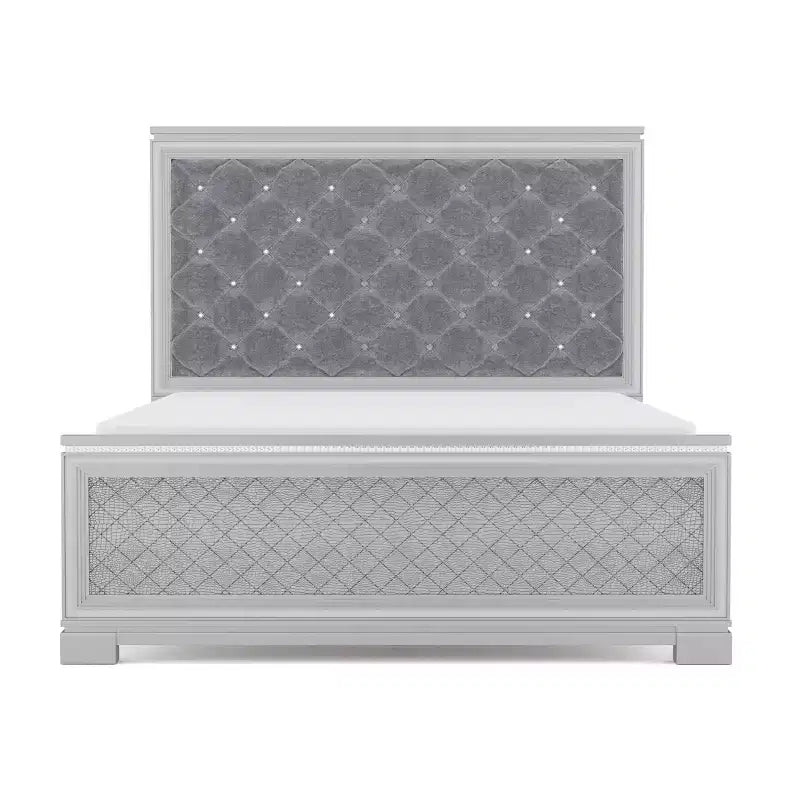 3pc Queen Tenaya Bed with 2 Nightstands Set Silver/Gray - HOMES: Inside + Out