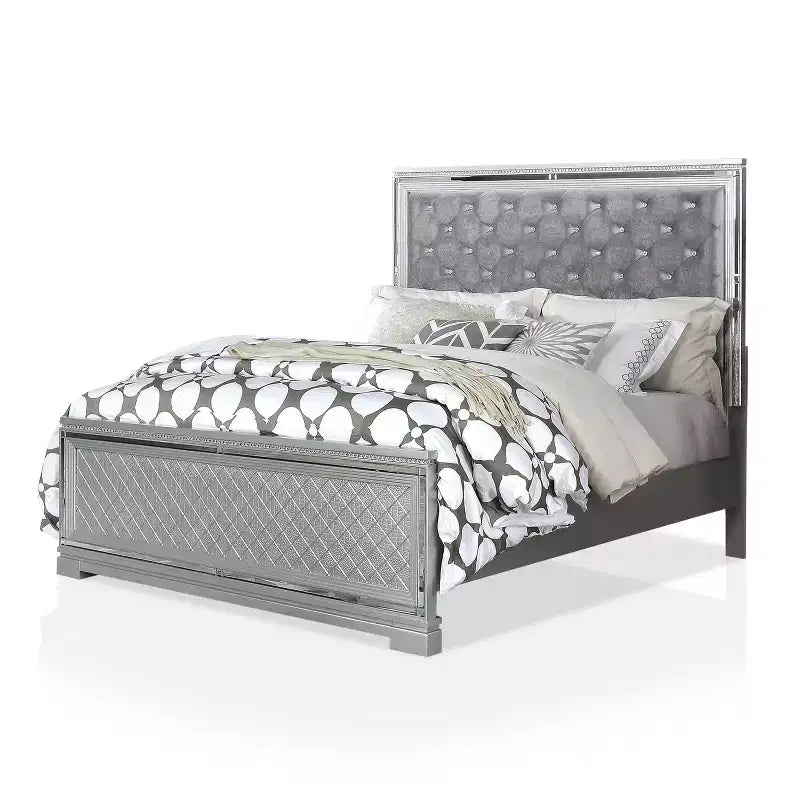 3pc Queen Tenaya Bed with 2 Nightstands Set Silver/Gray - HOMES: Inside + Out