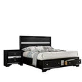 2pc Queen Whether by Bed with Nightstand Black - miBasics: Modern Luxury Bedroom Set, Built-In Drawer, Anti-Tip Hardware