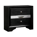 2pc Queen Whether by Bed with Nightstand Black - miBasics: Modern Luxury Bedroom Set, Built-In Drawer, Anti-Tip Hardware
