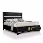 2pc Queen Whether by Bed with Nightstand Black - miBasics: Modern Luxury Bedroom Set, Built-In Drawer, Anti-Tip Hardware